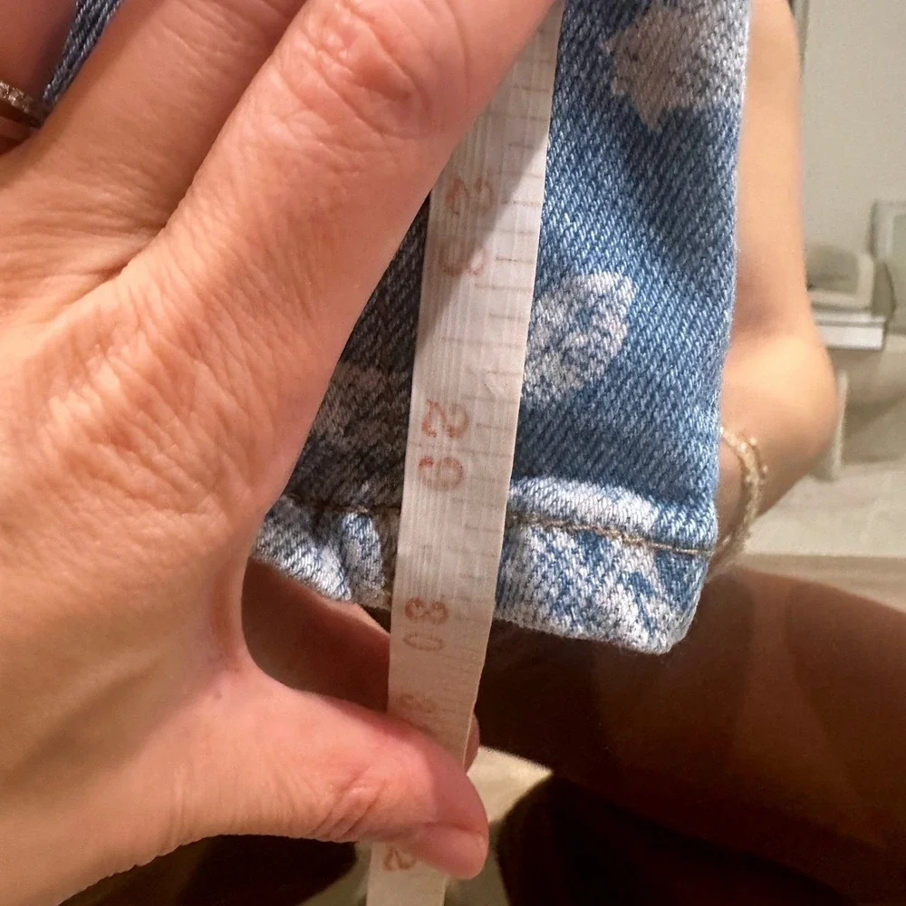 Vintage Floral Bleached Printed Flared Jeans Distressed Boho Festival 26 - Picture 8 of 8